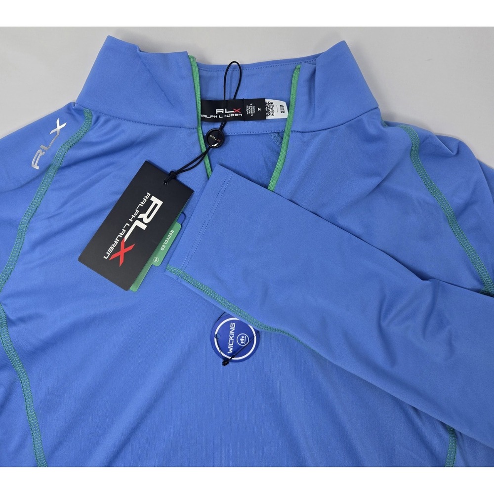 RLX Ralph Lauren Pullover Womens M Golf‎ Quarter Zip Long Sleeve Wicking Blue